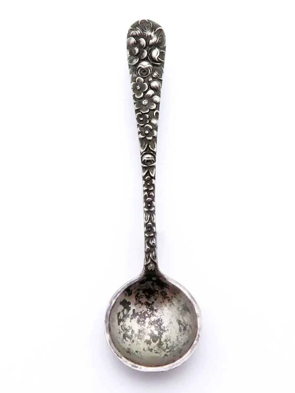 Vintage Stieff Rose Sterling Silver Miniature Salt Spoon Brooch/Pin Flowers 1930
